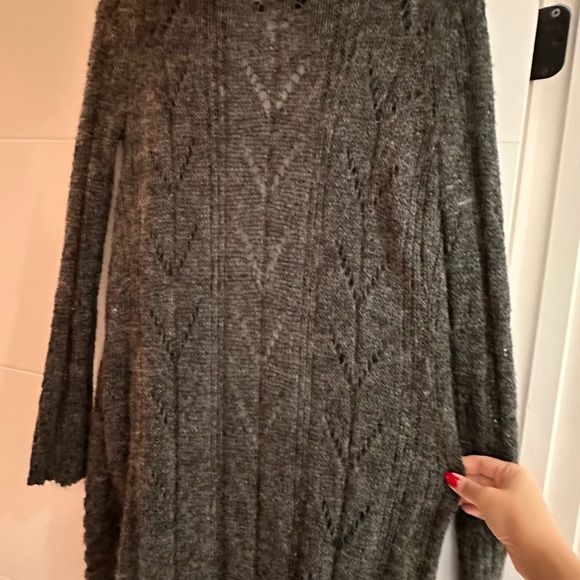 Gray Chunky Knit Cardigan Sweater - Picture 4 of 4